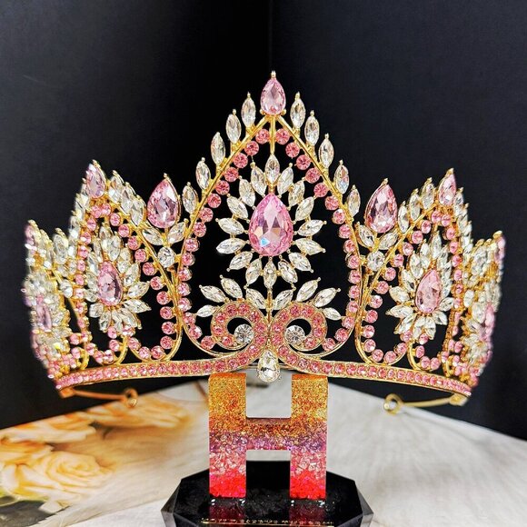 Victorian Gold Jewelry, Princess Crown, Goddess Jewelry, Pink Crystal Tiara